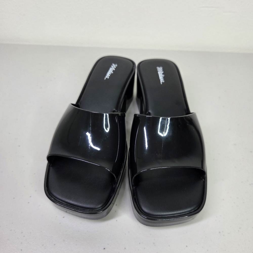 MELISSA Shape Jelly Black Rubber Platform Heels Sandals